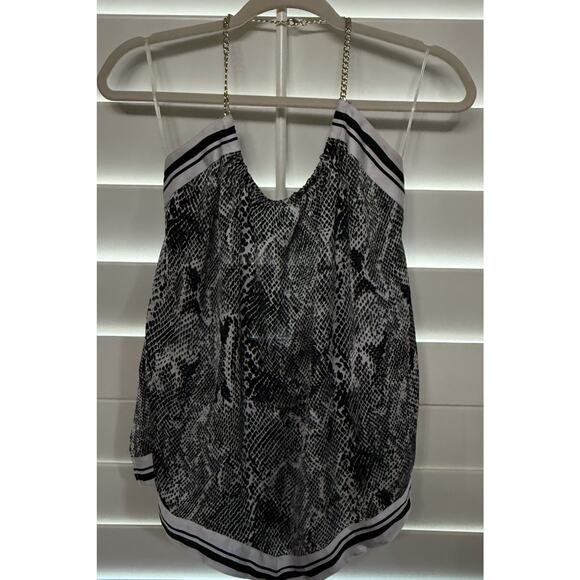 Express Snake Print Tie-Back Halter Top with Chain Neckline - Size L - Picture 1 of 6
